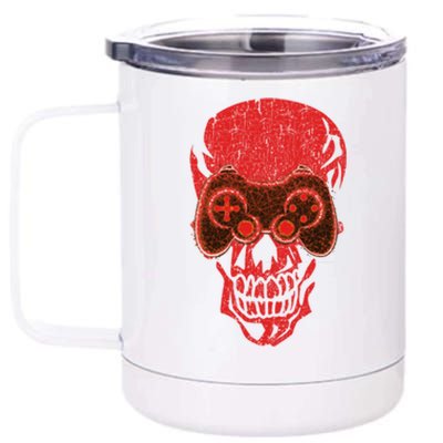 Video Game Skull Funny Gamer Skeleton Halloween Costume Gift 12 oz Stainless Steel Tumbler Cup