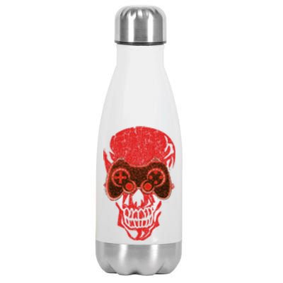 Video Game Skull Funny Gamer Skeleton Halloween Costume Gift Stainless Steel Insulated Water Bottle