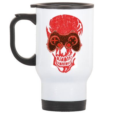 Video Game Skull Funny Gamer Skeleton Halloween Costume Gift Stainless Steel Travel Mug