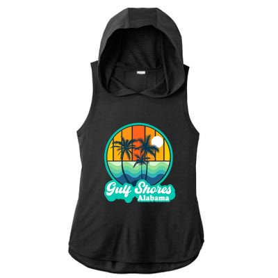 Vintage Gulf Shores Alabama Summer Vacation Beach Souvenirs Ladies PosiCharge Tri-Blend Wicking Draft Hoodie Tank