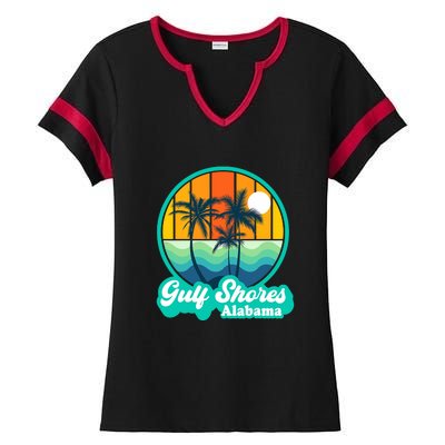 Vintage Gulf Shores Alabama Summer Vacation Beach Souvenirs Ladies Halftime Notch Neck Tee