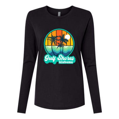 Vintage Gulf Shores Alabama Summer Vacation Beach Souvenirs Womens Cotton Relaxed Long Sleeve T-Shirt