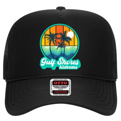 Vintage Gulf Shores Alabama Summer Vacation Beach Souvenirs High Crown Mesh Back Trucker Hat