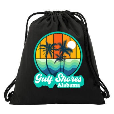 Vintage Gulf Shores Alabama Summer Vacation Beach Souvenirs Drawstring Bag