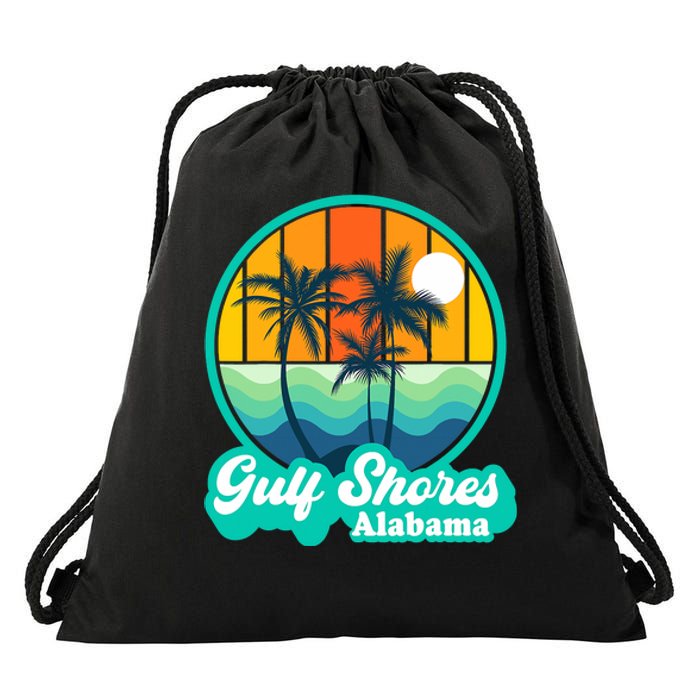 Vintage Gulf Shores Alabama Summer Vacation Beach Souvenirs Drawstring Bag