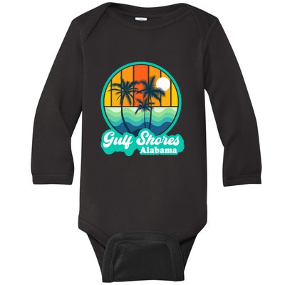 Vintage Gulf Shores Alabama Summer Vacation Beach Souvenirs Baby Long Sleeve Bodysuit