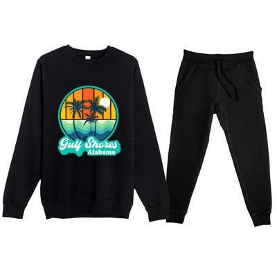 Vintage Gulf Shores Alabama Summer Vacation Beach Souvenirs Premium Crewneck Sweatsuit Set