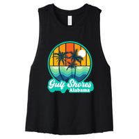 Vintage Gulf Shores Alabama Summer Vacation Beach Souvenirs Women's Racerback Cropped Tank