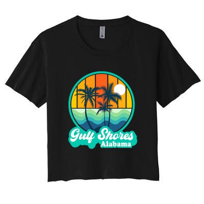 Vintage Gulf Shores Alabama Summer Vacation Beach Souvenirs Women's Crop Top Tee