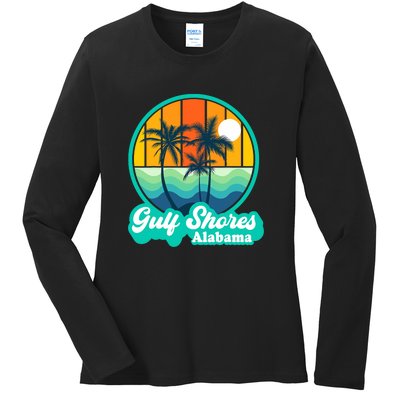 Vintage Gulf Shores Alabama Summer Vacation Beach Souvenirs Ladies Long Sleeve Shirt