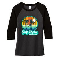 Vintage Gulf Shores Alabama Summer Vacation Beach Souvenirs Women's Tri-Blend 3/4-Sleeve Raglan Shirt