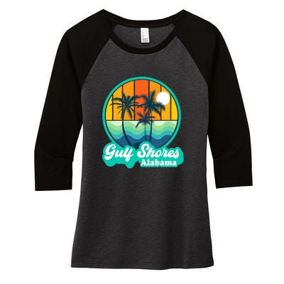 Vintage Gulf Shores Alabama Summer Vacation Beach Souvenirs Women's Tri-Blend 3/4-Sleeve Raglan Shirt