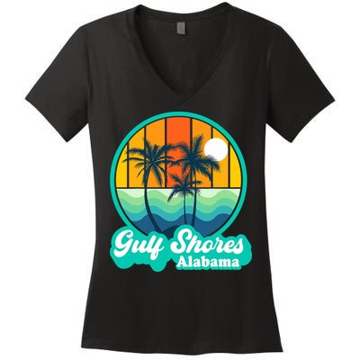Vintage Gulf Shores Alabama Summer Vacation Beach Souvenirs Women's V-Neck T-Shirt