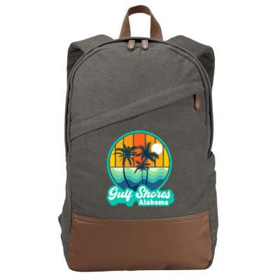 Vintage Gulf Shores Alabama Summer Vacation Beach Souvenirs Cotton Canvas Backpack