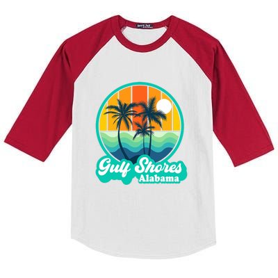 Vintage Gulf Shores Alabama Summer Vacation Beach Souvenirs Kids Colorblock Raglan Jersey