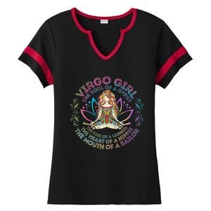 Virgo Girl The Soul Of A Gypsy Birthday Hippie Soul Ladies Halftime Notch Neck Tee