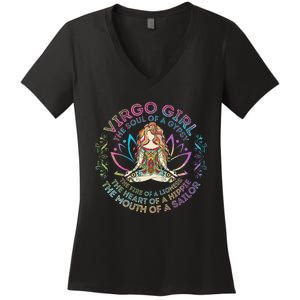 Virgo Girl The Soul Of A Gypsy Birthday Hippie Soul Women's V-Neck T-Shirt