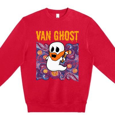 Van Ghost Teacher Halloween Van Gogh Starry Night Premium Crewneck Sweatshirt