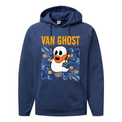 Van Ghost Teacher Halloween Van Gogh Starry Night Performance Fleece Hoodie