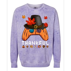 Video Game Thanksgiving Pumpkin Gamer Thankful Autumn Gaming Gift Colorblast Crewneck Sweatshirt