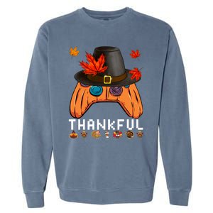 Video Game Thanksgiving Pumpkin Gamer Thankful Autumn Gaming Gift Garment-Dyed Sweatshirt