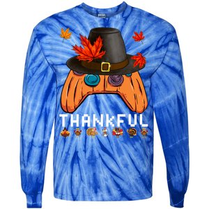 Video Game Thanksgiving Pumpkin Gamer Thankful Autumn Gaming Gift Tie-Dye Long Sleeve Shirt