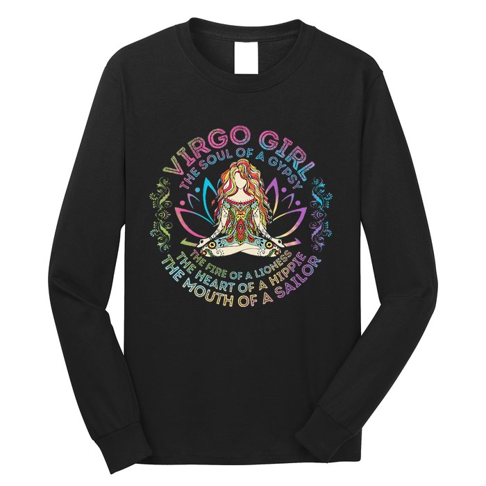 Virgo Girl The Soul Of A Gypsy Birthday Hippie Soul Long Sleeve Shirt