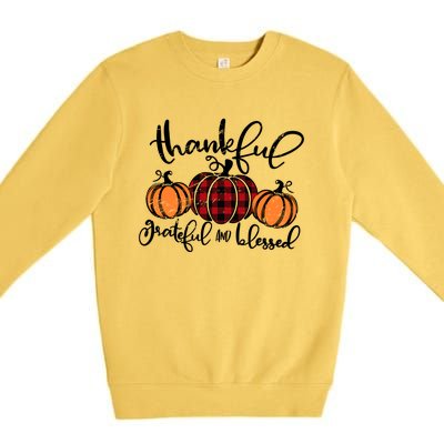 Vintage Grateful Thankful Blessed Pumpkin Fall Thanksgiving Gift Premium Crewneck Sweatshirt