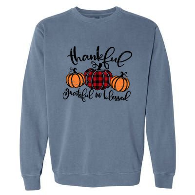 Vintage Grateful Thankful Blessed Pumpkin Fall Thanksgiving Gift Garment-Dyed Sweatshirt