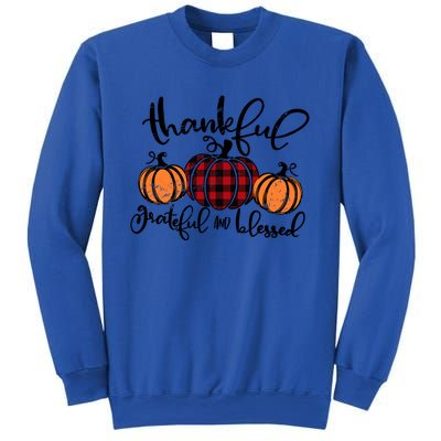 Vintage Grateful Thankful Blessed Pumpkin Fall Thanksgiving Gift Sweatshirt