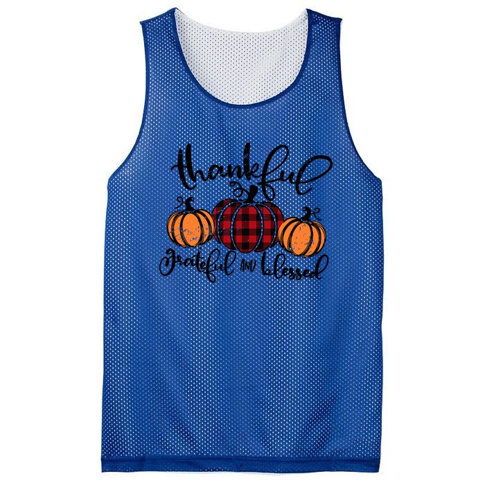 Vintage Grateful Thankful Blessed Pumpkin Fall Thanksgiving Gift Mesh Reversible Basketball Jersey Tank