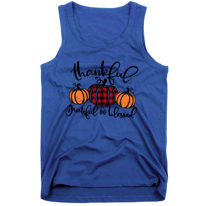 Vintage Grateful Thankful Blessed Pumpkin Fall Thanksgiving Gift Tank Top