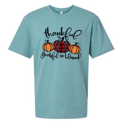 Vintage Grateful Thankful Blessed Pumpkin Fall Thanksgiving Gift Sueded Cloud Jersey T-Shirt