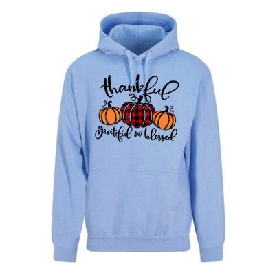 Vintage Grateful Thankful Blessed Pumpkin Fall Thanksgiving Gift Unisex Surf Hoodie