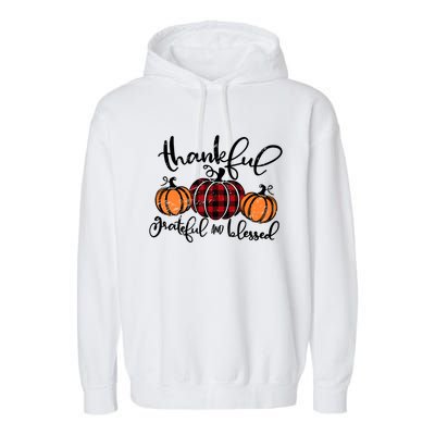 Vintage Grateful Thankful Blessed Pumpkin Fall Thanksgiving Gift Garment-Dyed Fleece Hoodie