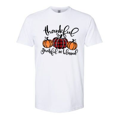 Vintage Grateful Thankful Blessed Pumpkin Fall Thanksgiving Gift Softstyle CVC T-Shirt