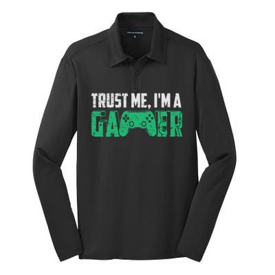 Video Games Trust Me Im A Game Cute Gift Silk Touch Performance Long Sleeve Polo