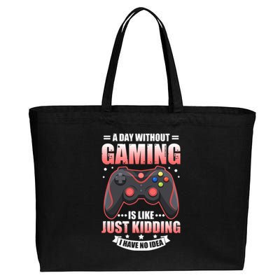 Video Gamers Teen Gaming A Day Without Gaming Is Like Gamers Gift Cotton Canvas Jumbo Tote