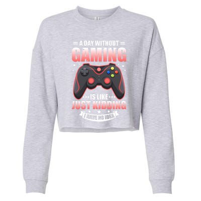 Video Gamers Teen Gaming A Day Without Gaming Is Like Gamers Gift Cropped Pullover Crew