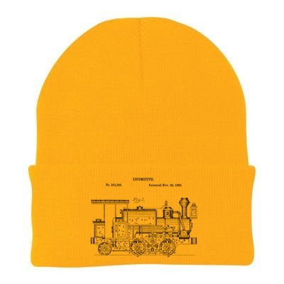 Vintage Gift Train 1886 Locomotive Blueprint Knit Cap Winter Beanie