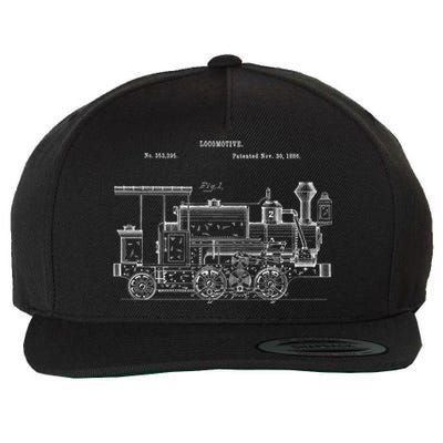 Vintage Gift Train 1886 Locomotive Blueprint Wool Snapback Cap