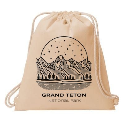 Vintage Grand Teton National Park Hike Drawstring Bag