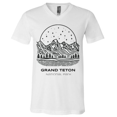 Vintage Grand Teton National Park Hike V-Neck T-Shirt