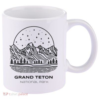 Vintage Grand Teton National Park Hike 11oz C Handle Ceramic Mug