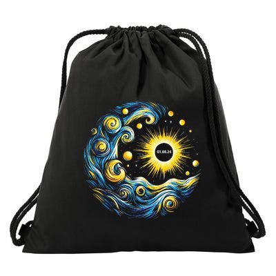 Van Gogh Total Solar Eclipse April 8th 2024 Trending Now Drawstring Bag