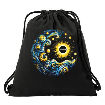 Van Gogh Total Solar Eclipse April 8th 2024 Trending Now Drawstring Bag