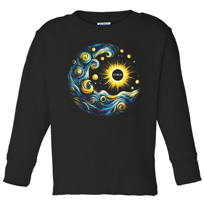 Van Gogh Total Solar Eclipse April 8th 2024 Trending Now Toddler Long Sleeve Shirt