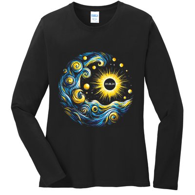 Van Gogh Total Solar Eclipse April 8th 2024 Trending Now Ladies Long Sleeve Shirt