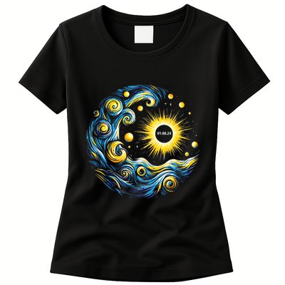 Van Gogh Total Solar Eclipse April 8th 2024 Trending Now Womens T-Shirt