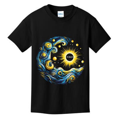 Van Gogh Total Solar Eclipse April 8th 2024 Trending Now Kids T-Shirt
